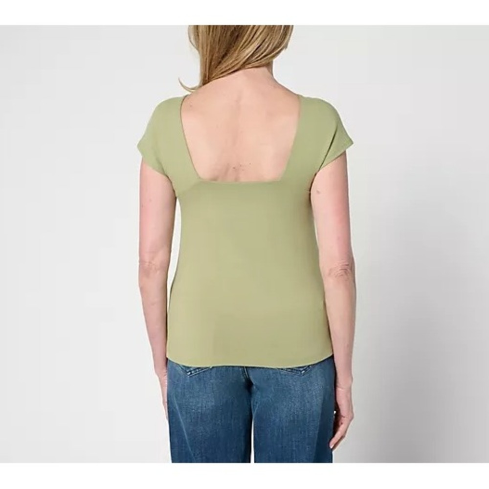 Me by Jennie Garth Womens XS Black Marie Boatneck Cap Sleeve Tee Office A693032 - Picture 4 of 10